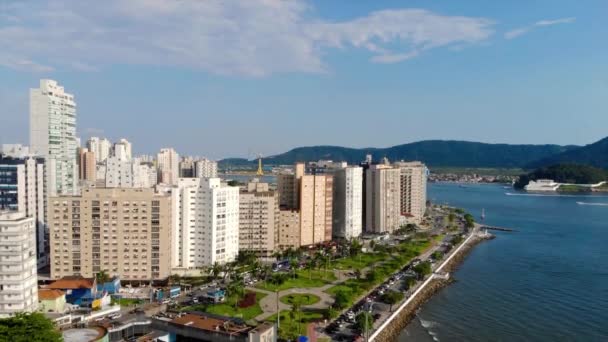 Aerial View Beautiful Cityscape Brazilian Costal City — Stock video