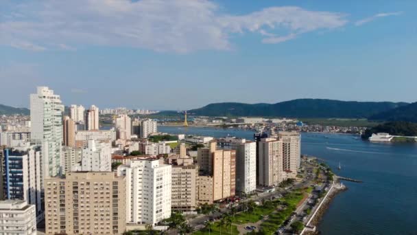 Aerial View Beautiful Cityscape Brazilian Costal City — Vídeo de Stock