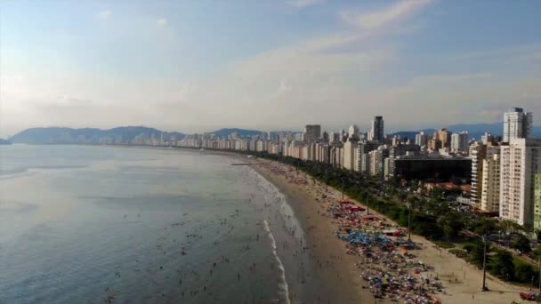 Aerial View Beautiful Cityscape Brazilian Costal City — Stok video
