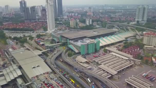 Πράσινος Σιδηροδρομικός Σταθμός Στο Johar Bahru Μαλαισία Aerial Προχωρώντας Προς — Αρχείο Βίντεο