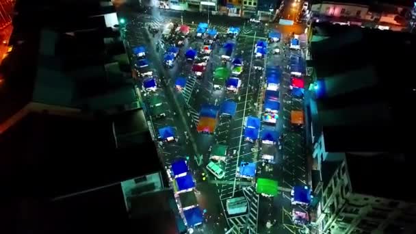 Top Night Aerial View Night Market City Kota Kinabalu Malaysia — Wideo stockowe
