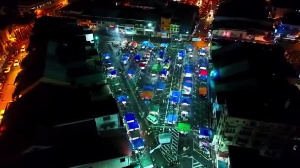 Top Night Aerial View Night Market City Kota Kinabalu Malaysia — Stok video