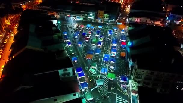 Top Night Aerial View Night Market City Kota Kinabalu Malaysia — Wideo stockowe
