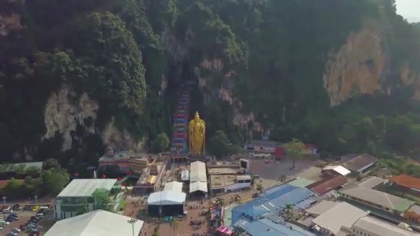 Pemandangan Depan Batu Caves Sun Glares Kuala Lumpur Malaysia Aerial — Stok Video