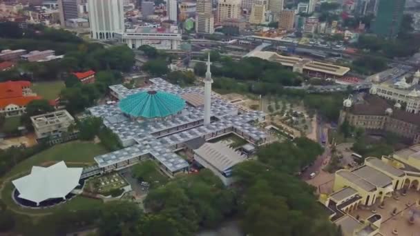 Kuala Lumpur Daki Ulusal Malezya Camii Hava Dolly Sol — Stok video