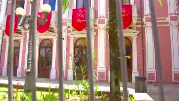 Antiguo Edificio Estilo Portugués Rojo Blanco — Vídeos de Stock