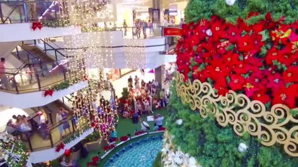 Kerst Decoratie Foto Gebied Een Winkelcentrum — Stockvideo