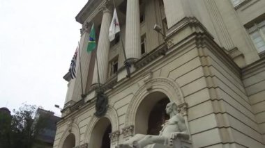 An old historic building in the downtown of Santos City - Pan up