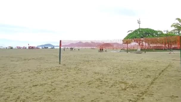 Красная Сетка Пляже Волейбола — стоковое видео