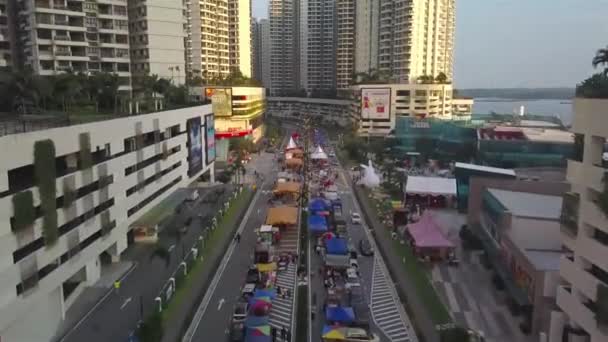 Αεροφωτογραφία Μιας Υπαίθριας Αγοράς Ημέρας Johor Bahru Front Dolly — Αρχείο Βίντεο