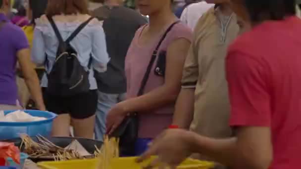Πρόσωπο Συσκευασίας Satey Υπαίθρια Αγορά Ημέρα Στο Johor Bahru — Αρχείο Βίντεο