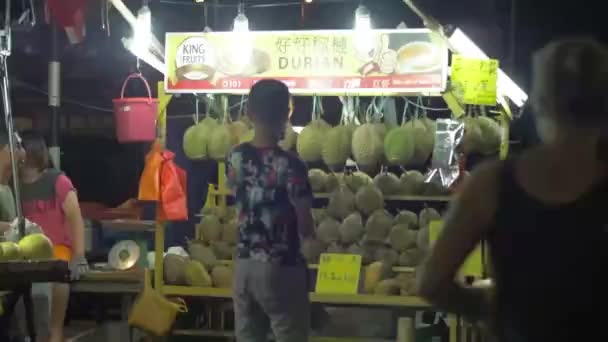 Sebuah Warung Durian Pasar Malam Kuala Lumpur Malaysia — Stok Video