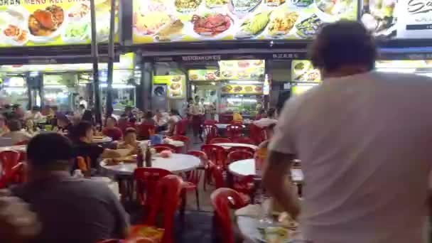 Tables Restaurants Full People Eating Food Malaysia — стокове відео