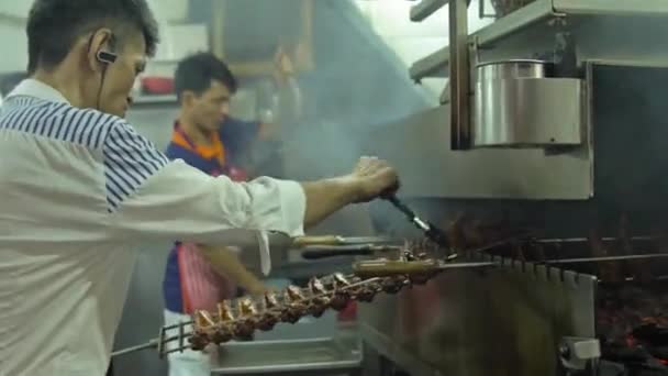 Chicken Wings Grill Station Night Market Kuala Lumpur Malaysia — Stockvideo