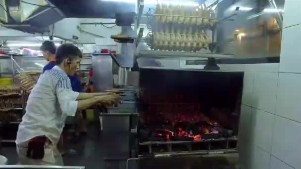 Chicken Wings Grill Station Night Market Kuala Lumpur Malaysia — Stock video