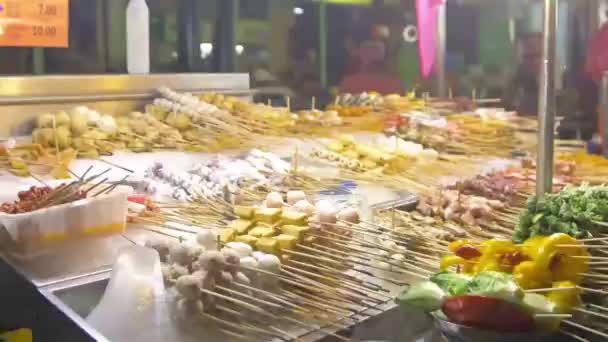 Different Amazing Food Options Steam Boat Stall Night Market — Stock Video