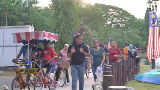 在吉隆坡Titiwangsa公园享受的家庭 — 图库视频影像