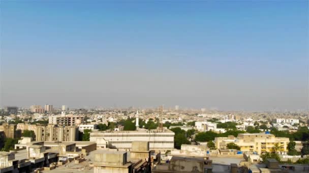 Top Aerial View Karachi City Birds Flying Sky Moving — Stock Video