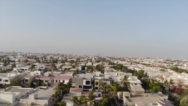 Top Aerial View Karachi City Colorful Buildings Many Trees — Stock Video