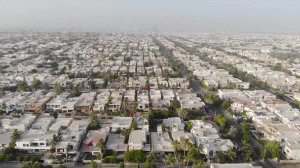 Top Aerial View Karachi City Colorful Buildings Many Trees — Stock Video