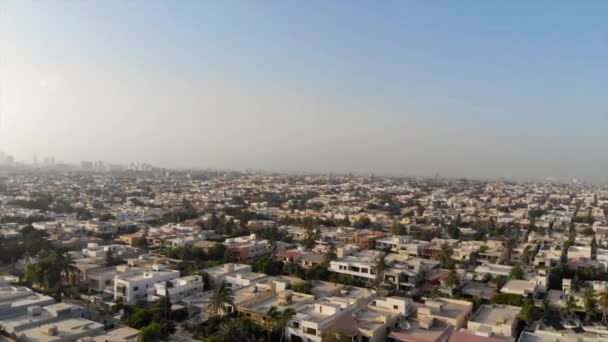 Top Aerial View Karachi City Colorful Buildings Many Trees — Stockvideo