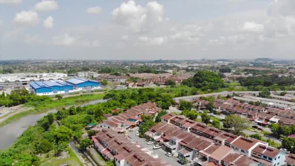 Top Aerial View Residential Roof River Many Trees Melaka Malaysia — Video Stock