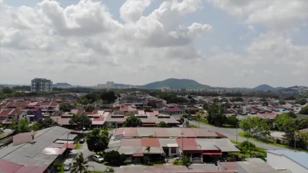 Top Aerial View Residential Housing Melaka Malaysia Mountain View Moving — Vídeo de Stock