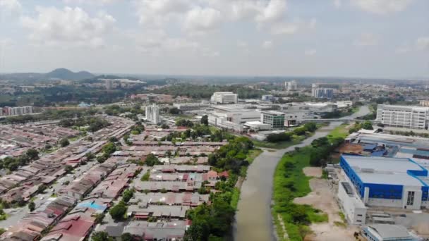 Top Aerial View River Melaka Malaysia — Stock Video