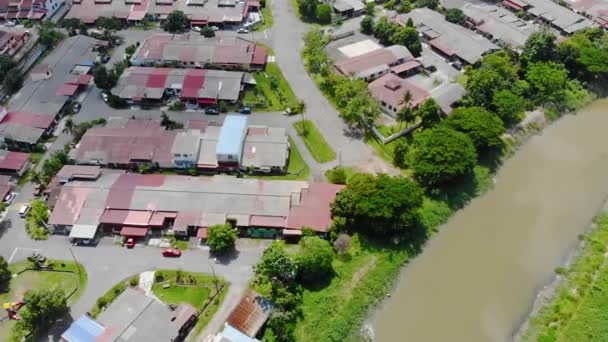 Top View Rivers Housing Green Trees Melaka Malaysia Dolly Right — Stockvideo