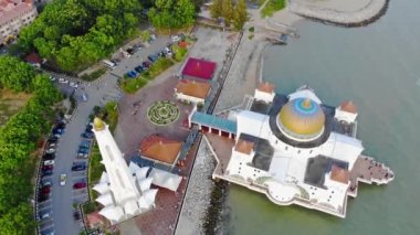 Top Aerial View of the River in in Melaka Malaysia 