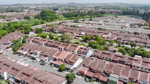 Top Aerial View Housing Roofs Roads Many Trees Melaka Malaysia — Stok video