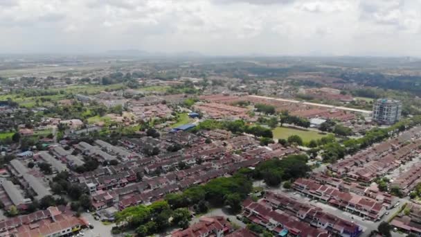 Top Aerial View Housing Small Roads Mountain Views Melaka Malaysia — 비디오