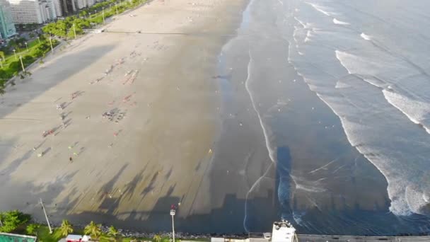 Top Aerial View Beach View City Sea Beautiful Sky Santos — Video