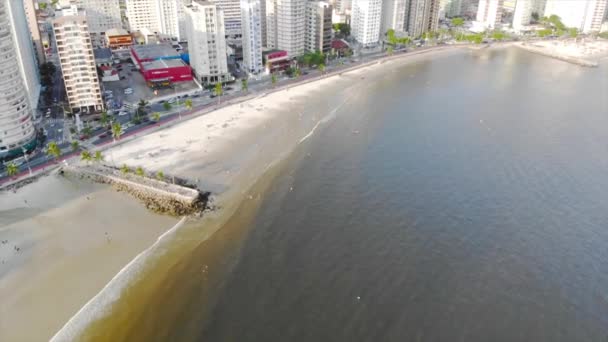 Top View Beach Sea Santos City Forwards — Stockvideo