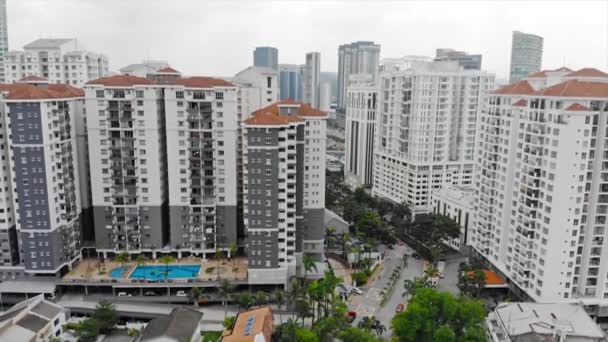 Top Aerial View Tall Apartment Buildings Middle Road City View — Stock video