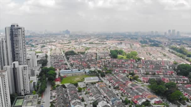 Top Aerial View Citizens Housing Colorful Small Field City View — Stock Video