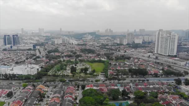 Top Aerial View Trees Parks Middle City Static Converted — Stock video