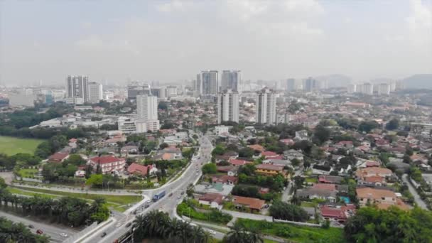 Вид Сверху Город Малайзии Автомагистралей Небоскребов Вперед — стоковое видео