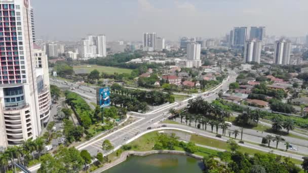 Top View Crowded Highways Middle Malaysia City — Αρχείο Βίντεο