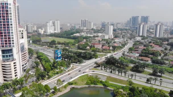 Вид Сверху Переполненные Автомагистрали Центре Малайзии — стоковое видео