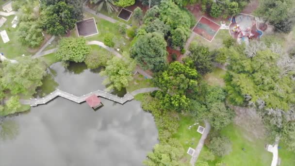 Top View Lake Garden Full Trees Taman Jaya Park Dolly — Stockvideo