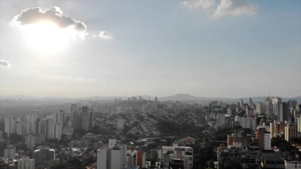 Vista Frontal Céu Tarde Com Sol Cidade Brasil — Vídeo de Stock