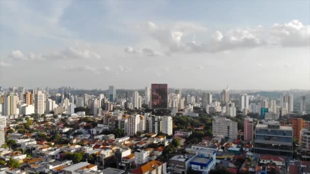 Vorderansicht Von Stadt Und Wolkenkratzer Mit Himmel Brasilien City — Stockvideo