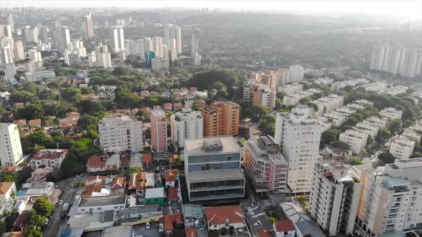 Top Aerial View Apartments Housing Brazil City Backwards — Stock Video