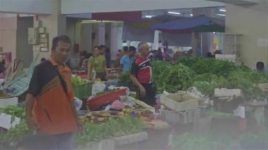  Malezya Geleneksel Pazarı 'nda Çeşitli Sebze Türleri - Sağdan Sola Çevirme