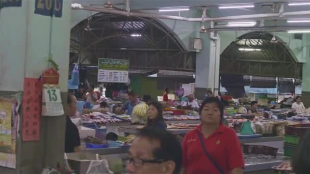 马来西亚传统的肉类和鱼类售卖商 — 图库视频影像