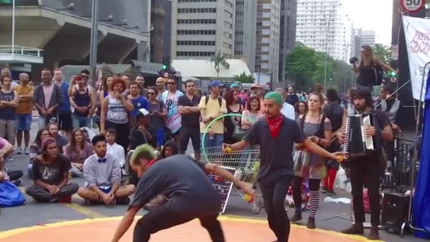 Hombres Jugando Las Pelotas Circo Paulita Performance Cámara Lenta — Vídeo de stock