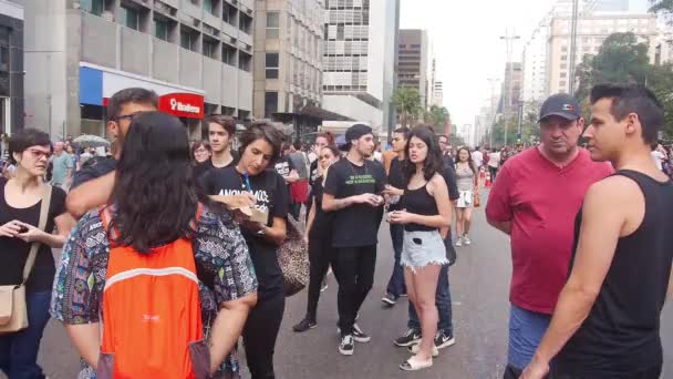 Groep Mensen Vraagt Handtekeningen Aan — Stockvideo