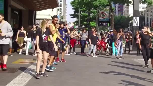 Mensen Zijn Morning Gymnastiek Samen Slow Motio — Stockvideo