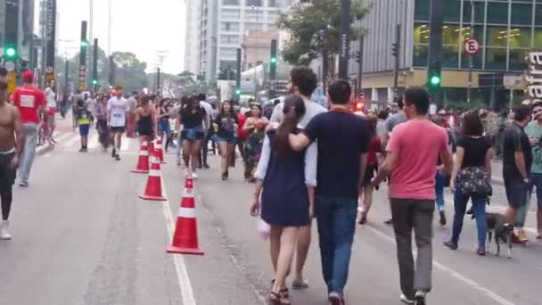 Ihmiset Kävely Liikennevalo Pan Oikealta Vasemmalle — kuvapankkivideo
